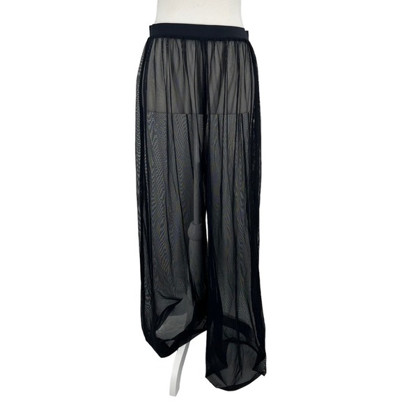 Vintage 90’s Sheer Pants Wide Leg Black Mesh Elastic Waist Medium‎ - Picture 4 of 6